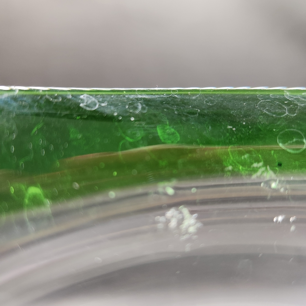 Hand Blown Large Clear & Green Glass Pitcher Red & Orange Peppers - Picture 7 of 7